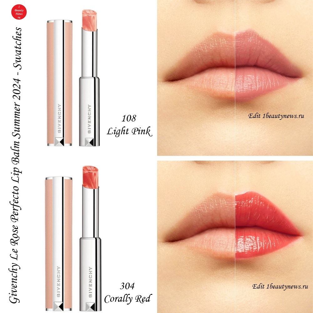 Givenchy Le Rose Perfecto Lip Balm Summer 2024 - Swatches